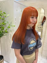 ジーナ 福岡天神(Zina)&nbsp;[Zina福岡天神]髪質改善/ハイトーンカラー/オレンジ/艶髪/前髪