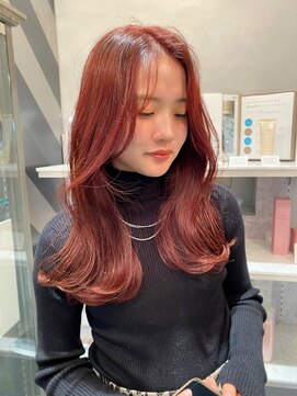 ビューティーマーケット アングゥ イオンモール名取(BEAUTY MARKET ungu) コーラルレッドcolor韓国風巻きヘア