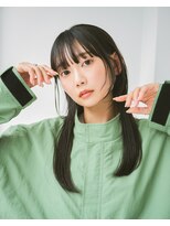 顔まわりカット/黒髪ストレートセミロング
