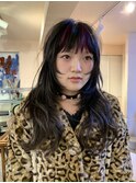 シャギーバングとレイヤーとpurpleのhighlight