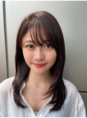 ローレイヤーロング/グレーベージュ/前髪あり