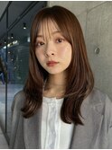 小顔に見せるヘア/オリーブグレー/ココアベージュ/レイヤー
