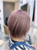 《10代20代30代》切りっぱなしボブ×ホワイトピンク【燕三条】