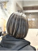 ★ハイライトで白髪ぼかし！横浜ボブ！コントラストハイライト！
