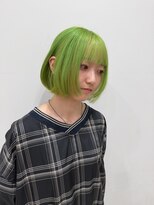 サラ 山口店(SARA)&nbsp;ネオングリーン×ミニボブ