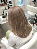 ブリーチなし透明感カラーグレージュケアカラーレイヤー