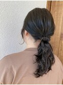 透明感大人可愛いナチュラルゆるふわヘアセットポニーアレンジ