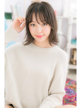 ミック 日暮里店(miq) ナチュラルグラデーションシースルーバング外ハネボブb1