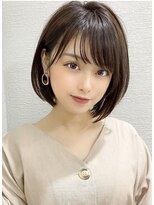 シルクレイ 吉祥寺店(Silk-lei) 大人可愛い ひし形ボブ フェザーバング ヘーゼルベージュ