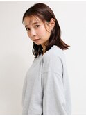 黒髪/グレーベージュ/レイヤーロング/前髪パーマ[新宿駅]