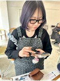大人可愛いラベンダーアッシュシースルーバングショートボブ