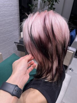 ステア ケース(stair case) ハイトーンエンドデザインカラー ペールピンク×ブラック