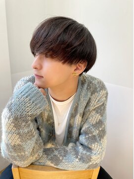 ネイビー(NAVY) 好感度!サラサラマッシュ 黒髪 ナチュラルヘア 横顔