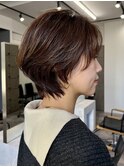 前下がりショート/ボブ/絶壁解消/前髪あり/30代/40代/50代