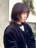 エクテ(ecouter)&nbsp;ワインレッドボルドーカラーフェイスレイヤーシャギーウルフ