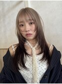 ダブルカラー＆ブリーチ/レイヤーカット/ルーツカラー/ベージュ