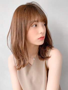 キリ 表参道(kyli) 前髪ココアブラウン大人かわいい薄めバングフリンジウェーブ"