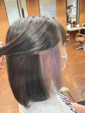 ヘアーショップ エヌアンドエー 幸手店(hairshop N&A) サラ艶ストレート×透明感インナーカラー ピンク/ラベンダー