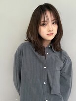 グレージュミディアムシースルーバング