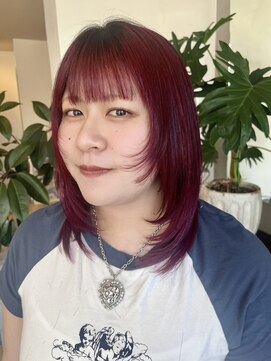 ソレイユトウキョウシブヤ(SOLEIL TOKYO shibuya) ミディアム顔周りレイヤーカシスレッド