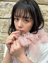 アース 三木店(HAIR & MAKE EARTH) 暗髪グレージュ×シースルーバングミディアムレイヤー