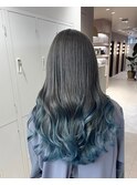 【八重津】レイヤーカット×ブルーグラデーションカラー