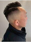 フェードカット スキンフェード ショート 七三分け 40代