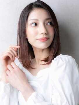 モッズヘア 越谷(mod's hair) エンドカラー艶感ストレートかきあげミディアムX越谷20代30代