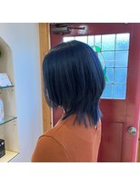 キングスベリー(Hair Relaxation King's Berry) デザインカラーブルーブラック×ウルフヘア9.30