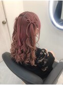 髪の毛リボンハーフツイン
