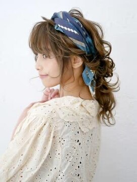 アース 三軒茶屋店(HAIR&MAKE EARTH) 三軒茶屋_スカーフ_アレンジ_編み込み_ロング_セット_アップ_