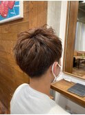 メンズミディアム　メンズパーマ　センターパート