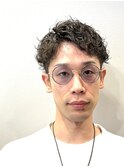 ゆるふわパーマツーブロックシチサンパート刈り上げフェード
