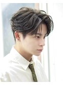 韓国ヘアカルマパーマカルマバングセンターパート黒髪ウルフ