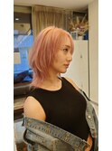 20代30代40代ブリーチエモピンクミディアムウルフ