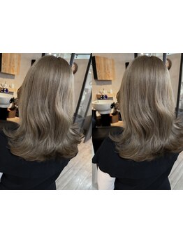 【小顔カット+艶カラー+トリートメント\5300～】ハイトーンでも傷みにくい！透明感カラーを実現♪