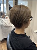 40代50代大人ショート白髪ぼかしハイライト根元パーマ髪質改善