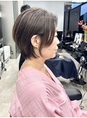 40代50代60代耳かけショート前髪なしハンサムショート白髪ぼかし