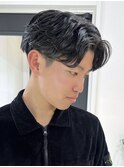 桑名メンズパーマメンズカットセンターパートメンズマッシュ緩め