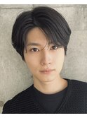 ナチュラルセンターパート七三分けニュアンスパーマカルマパーマ