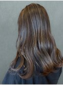 ロングハイライト/ストレートロング/グレージュ