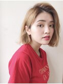 《Agu hair》大人かわいい切りっぱなしボブ ハイトーン