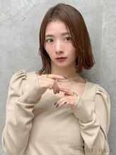 オーブ ヘアー カラ 今福鶴見店(AUBE HAIR cara) 20代・30代_切りっぱなしワンレンボブ