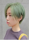 【SHARON原宿】ナチュラルハンサムショート×透け感グリ-ンカラ-