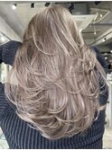 バレイヤージュハイライト顔周りレイヤーレイヤーカット