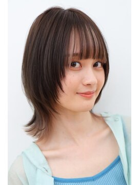 ソレイユ シンサカエ(SOLEIL SHINSAKAE) ミディアム顔まわりレイヤーウルフカットフェイスフレーミング