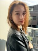 【MINX】くびれヘアアプリコットオレンジハイライトカラー_銀座