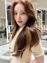 【MINX】くびれヘアアプリコットオレンジハイライトカラー_銀座