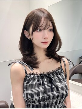 ミディアムレイヤー髪質改善ブラウンカラー