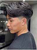 センターパートニュアンスパーマ曲がる縮毛矯正